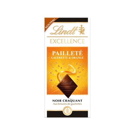 Chocolat Noir Et Gaufrette Orange Excellence Lindt 100 G La Belle