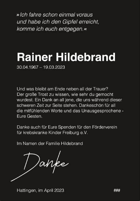 Traueranzeigen Von Rainer Hildebrand Schwaebische De Trauerportal