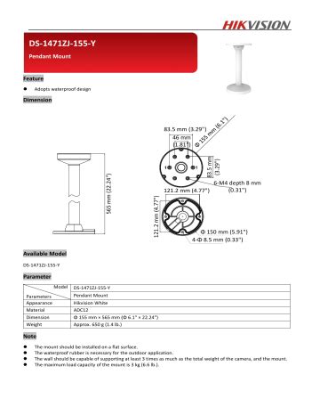 Hikvision Ds Zj Y Cctv Accessory Data Sheet Manualzz