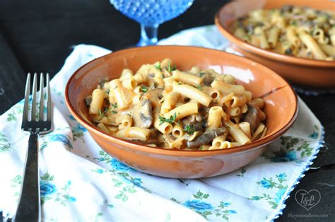 Vegan Mushroom Penne Pasta Thyme Love