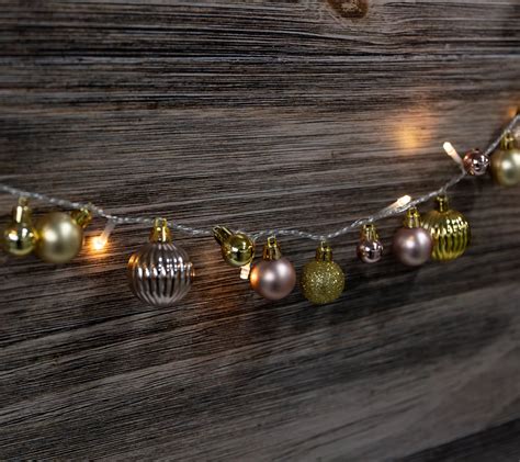 Lumabase String Lights With Gold Christmas Ornaments