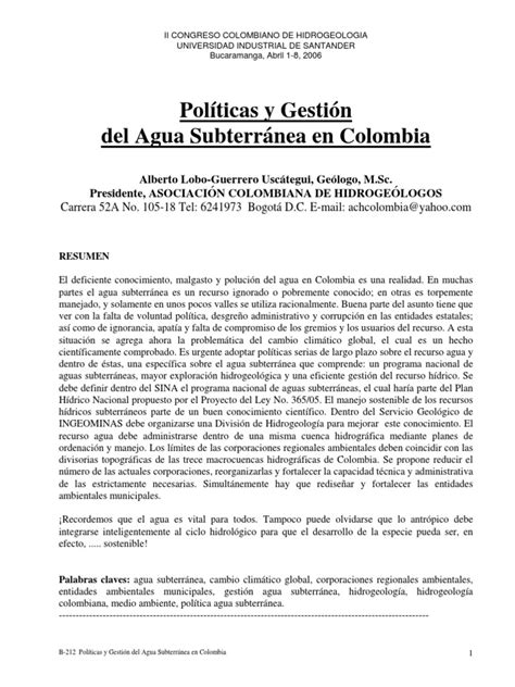 PDF 19 Politica Y Gestion Agua Subterranea En Colombia DOKUMEN TIPS