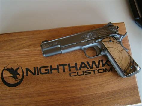 Nighthawk Custom VIP BLACK 9mm 1911 Pistol Mammoth Ivory Grips Fluted