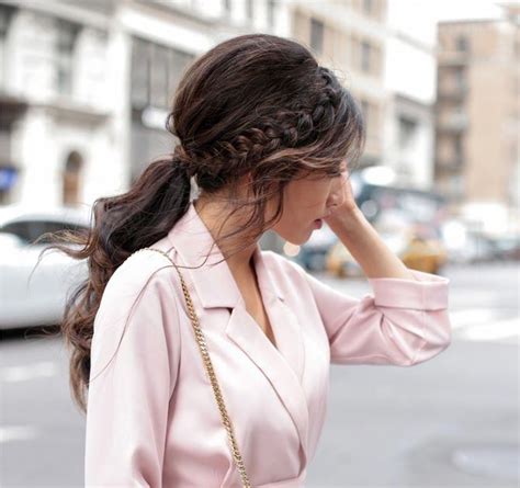 Nyfw Hair Diaries Romantic Braided Ponytail Pink Romper Extra