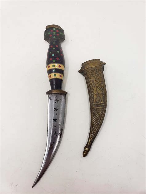 Vintage Ceremonial Dagger With Sheath Engraved Man Antique Etsy