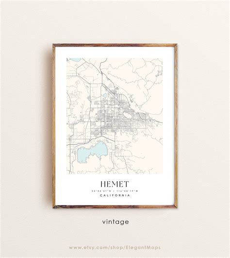 Hemet California Map Hemet CA Map Hemet City Print Hemet - Etsy