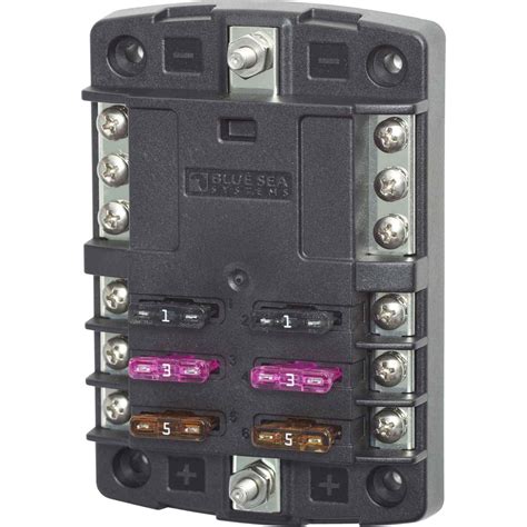 Blue Sea Systems Fuse Holders St Blade Fuse Block 6 Circuits With Negative Bus Lightweight