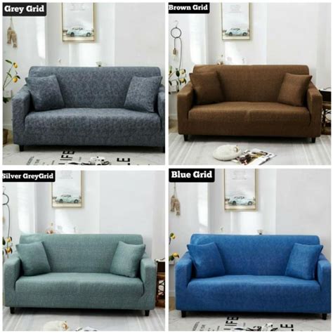 Jual Star Seller ORIGINAL SARUNG SOFA GRID POLOS ELASTIS 1 2 3 4