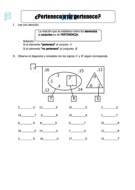 Pertenencia E Inclusion Pertenece O No Pertenece I Lee Con