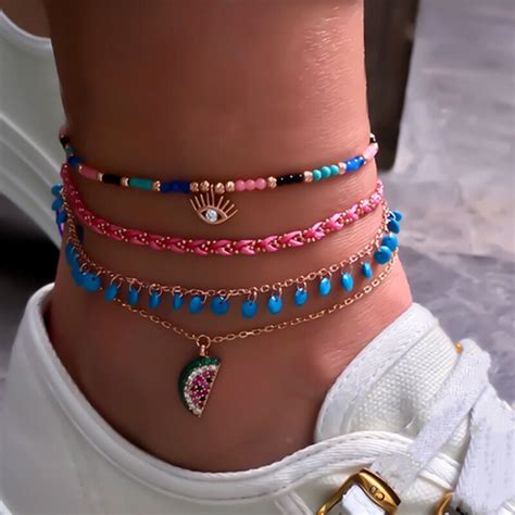 Docona Tobilleras Con Cuentas De Colores Para Mujer Pulseras Con