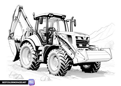 Coloring Sheet Backhoe Loader For Adults Free Printable Coloring Pages