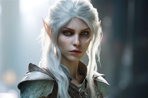 Premium Photo A Woman With White Hair And Elf Ears