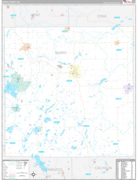 Barry County, MI Wall Map Premium Style by MarketMAPS - MapSales