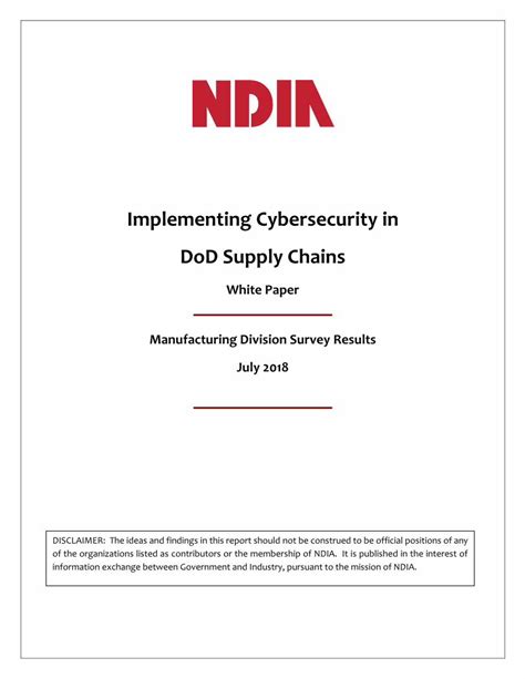 Pdf Implementing Cybersecurity In Dod Supply Chains · 2019 05 03