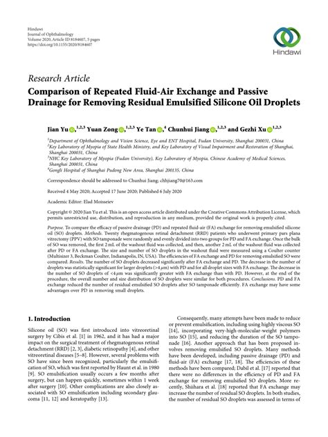 Pdf Comparison Of Repeated Fluid Air Exchange And Passive Drainage