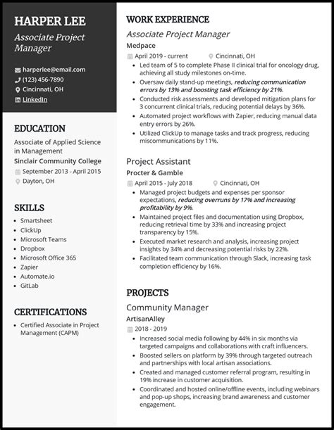 Resume Sample For Project Manager