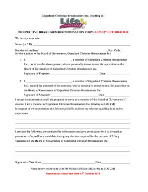 Fillable Online Gcb Board Nomination Form Life Fm Fax Email Print