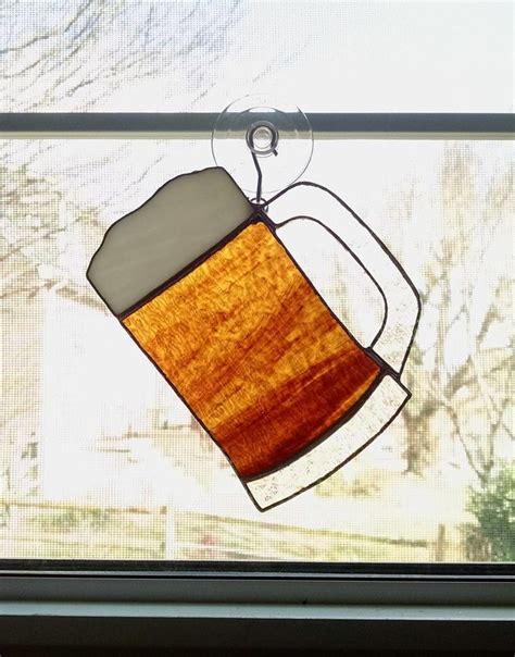 Beer Mug Stained Glass Suncatcher Beer Decoration Bar Decor Beer