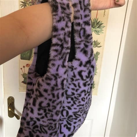 Purple Leopard Print Faux Fur Bag X Depop