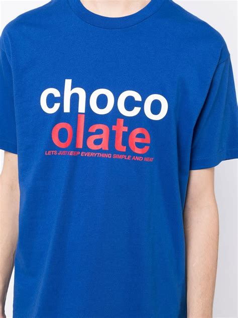 Chocoolate Logo Print Short Sleeve T Shirt Blue Farfetch