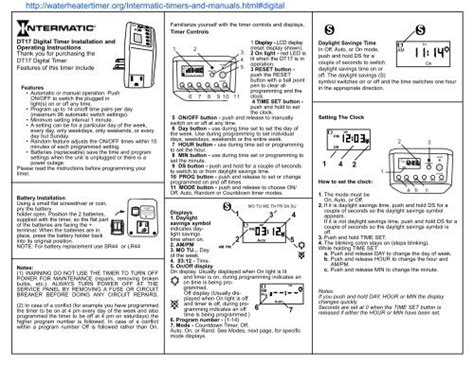 Intermatic Timer T104 Instruction Manual