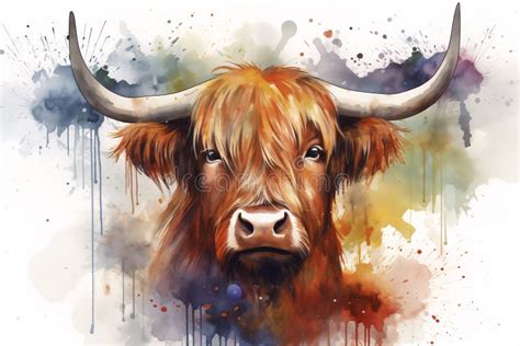 Urban Art Design Illustration Of A Highland Cow Creativity In