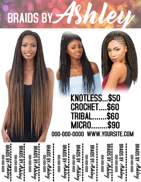 Hair Braiding Flyer Template Postermywall