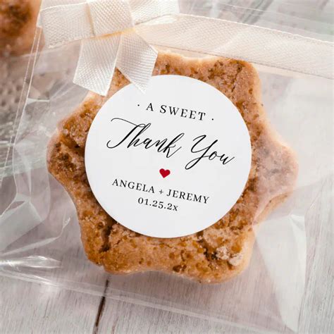 A Sweet Thank You Minimalist Wedding Favor Classic Round Sticker Zazzle