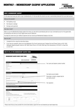 Fillable Online Wellington Govt Monthly Easipay Application Form