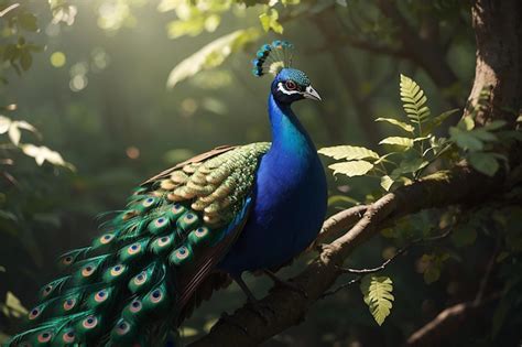 Un Pavo Real Est Sentado En Una Rama Foto Premium