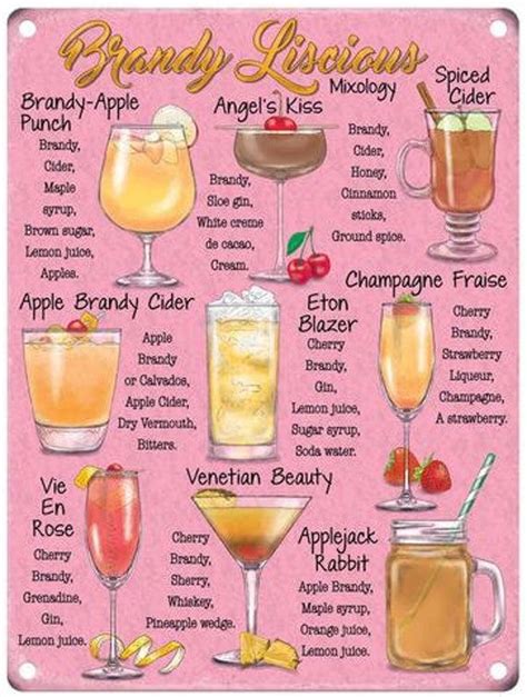 brandy mixology sign names  pink drinks list  bar drinks