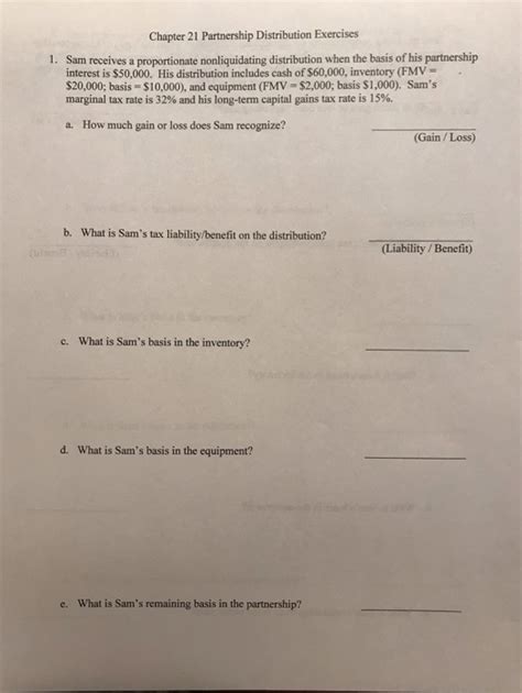 Chapter 21 Partnership Distribution Exercises Sam Chegg