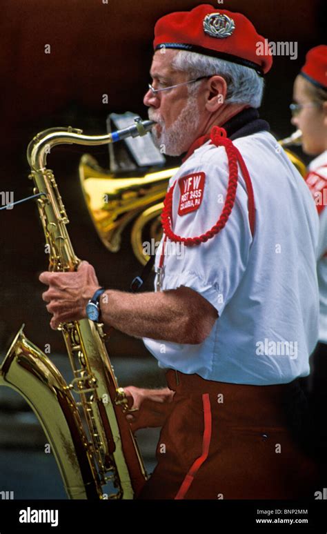 Marchin Band Small Town Patriotic Parade Stock Photo Alamy