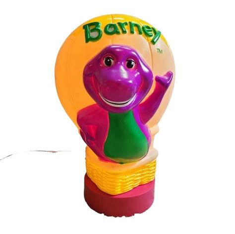 Vtg 1992 Barney Purple Dinosaur Hot Air Balloon Bedside Lamp Etsy
