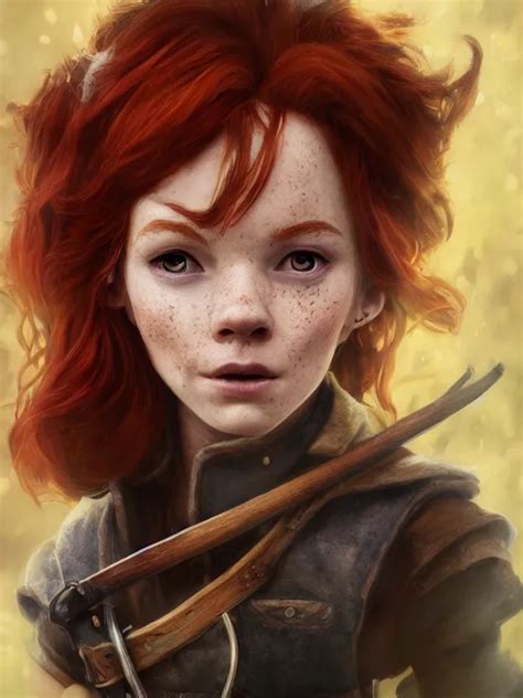 Portrait Art Of Red Haired Halfling Bard 2 1 Year Stable Diffusion