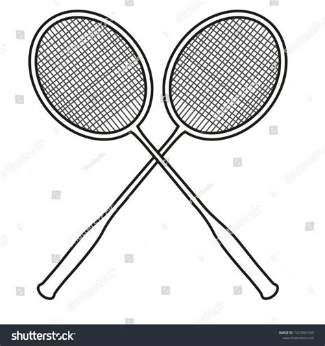 Two Badminton Racket Vector Outline Ad Spon Racket Badminton