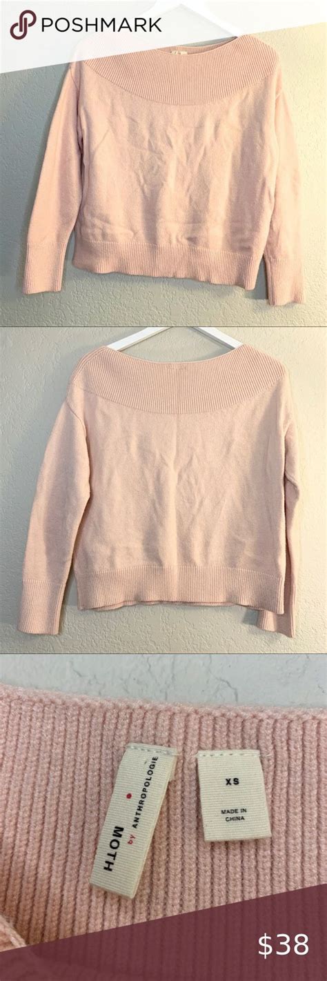 Moth By Anthropologie Off Shoulder Light Pink Sweater Size Xs