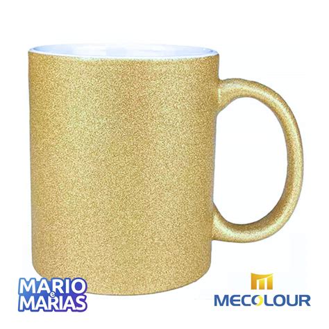 Caneca Cerâmica Glitter Total Dourada 325 ML Mario e Marias Loja