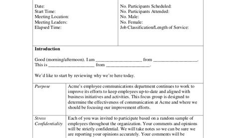 Focus Group Discussion Report Template Employee Communications Focus