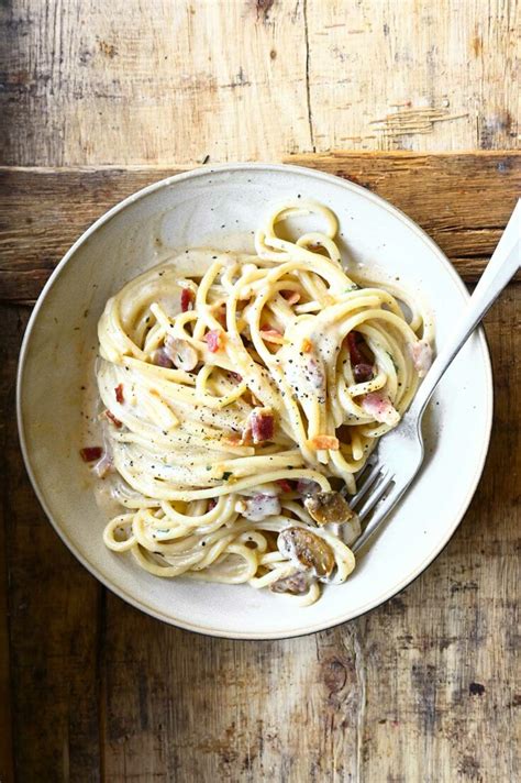 Creamy Mushroom And Bacon Pasta Serving Dumplings