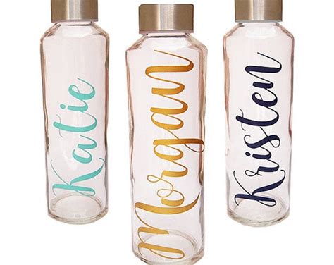 Glass Water Bottle Personalized Monogram 16 Ounces T Etsy Personalized Bottles