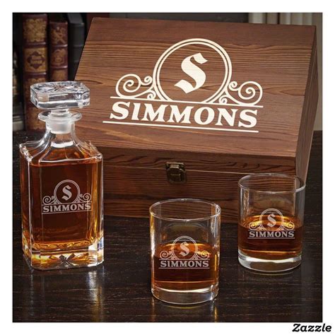 Canton Engraved Set W Whiskey Glasses Decanter Zazzle In