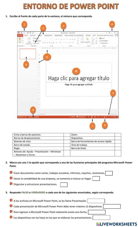 Entorno De Microsoft Power Point Worksheet