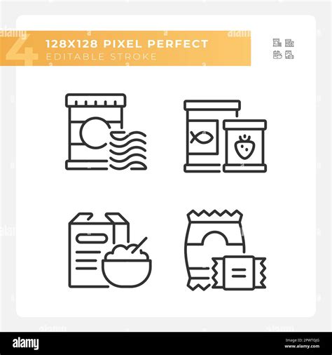 Packaged Products Pixel Perfect Linear Icons Set Stock Vector Image