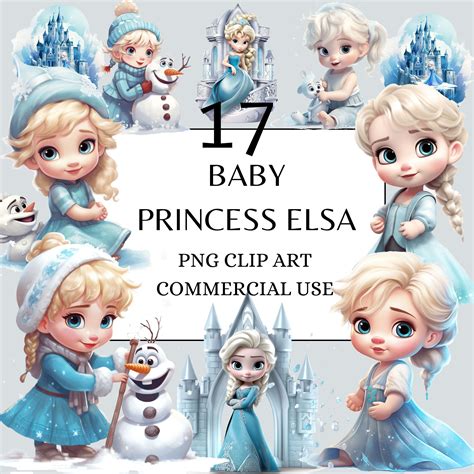 Baby Princess Elsa Clipart PNG Full Commercial Use Etsy