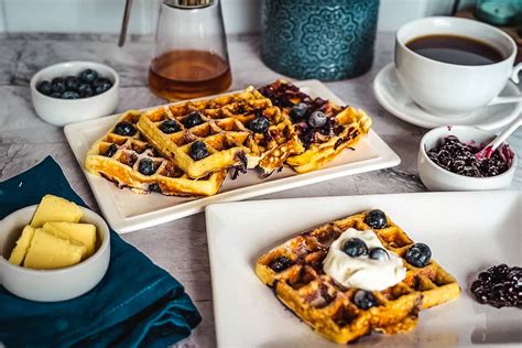 Blueberry Keto Cream Cheese Waffles - Keto & Low Carb Vegetarian Recipes