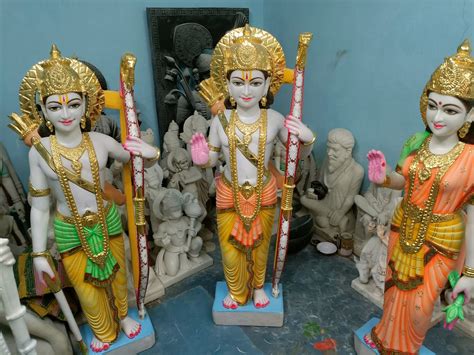 White Painted Shri Ram Darbar Marble Statue For Worship Rs 51000 Set