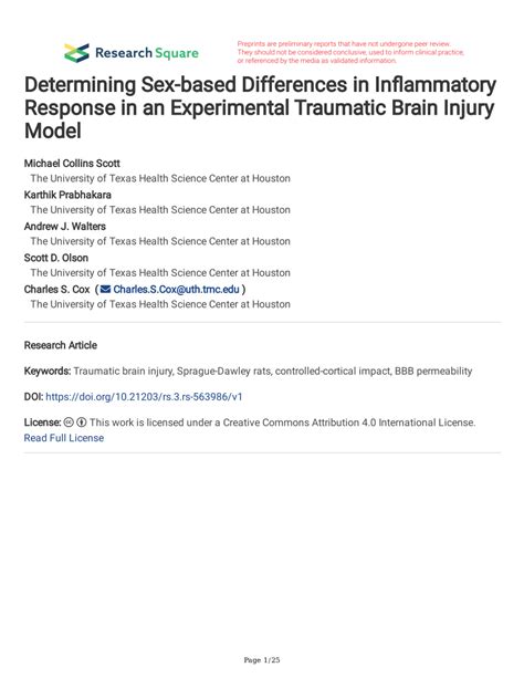 Pdf Determining Sex Based Differences In Inflammatory Response In An