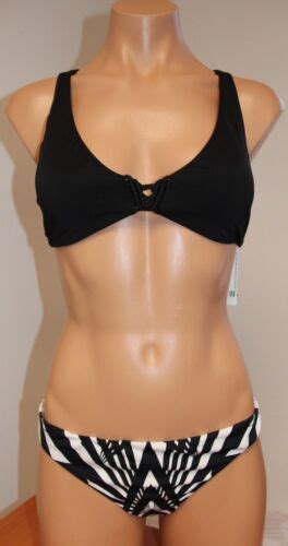 Nwt Bar Iii Swimsuit Bikini Piece Size L Prism Black White Ebay