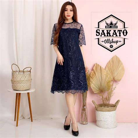 Jual PROMO DRESS BRUKAT TILLE GLITER MUTIARA MODEL PENDEK TERBARU